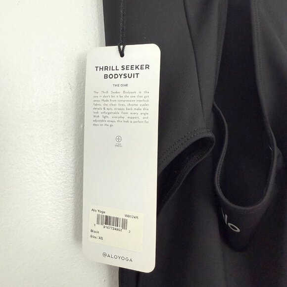 Alo Black Thrill Seeker Thong Bodysuit NEW WITH TAGS - XS - Picture 2 of 4